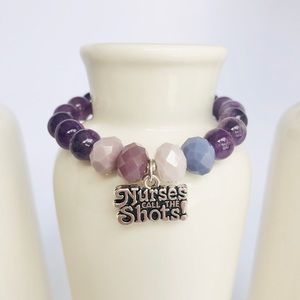 GEMSTONES Amethyst Nurses Medical Beaded Bracelet